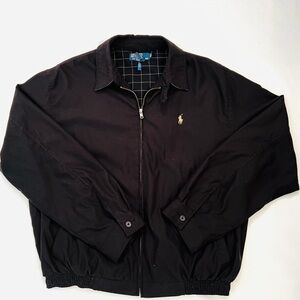 Ralph Lauren Polo Men’s Jacket Windbreaker Black w Plaid Lining Sz L